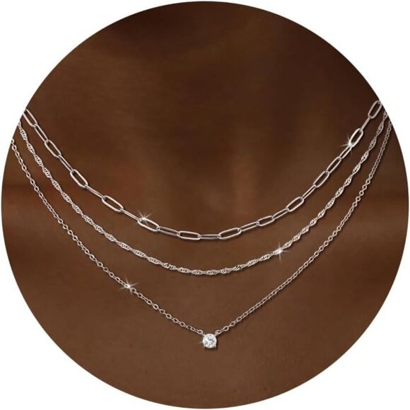 Layered Gold Necklaces for Women, Dainty 14K Real Gold/Silver Plated Chain Neckl - Picture 1 of 9